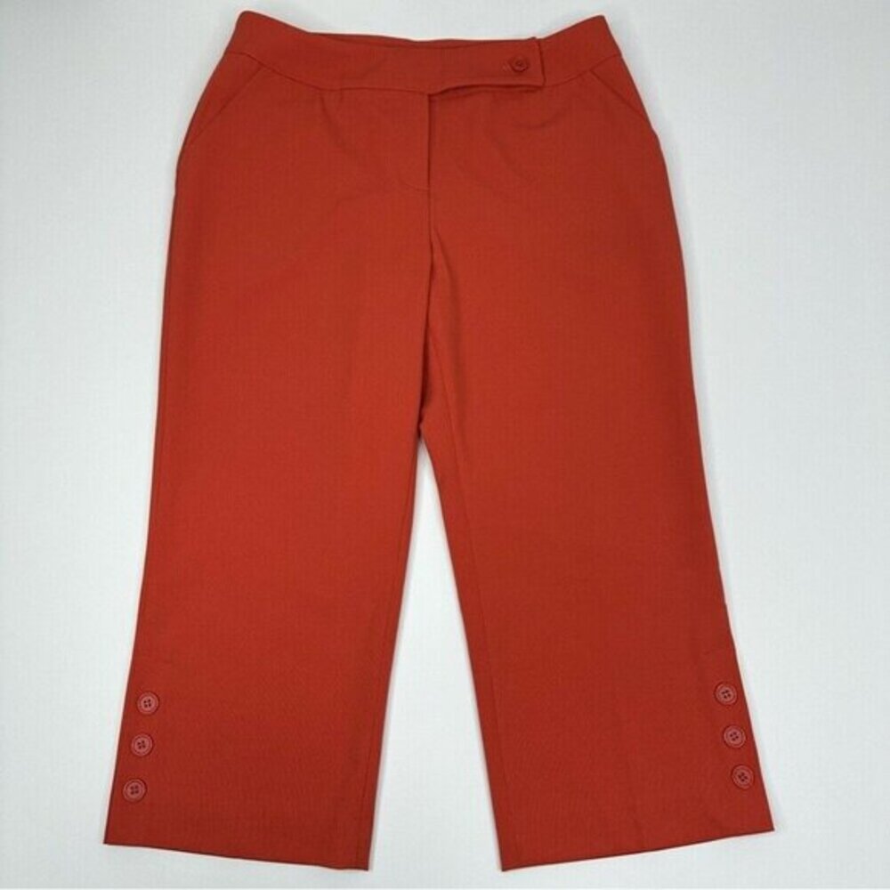 Insight Womens Rust Orange Cropped Wide Leg Button Hem Trousers Size‎ 6